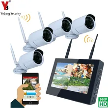 Yobangsecurity 10 дюймов Мониторы 4ch 960 P Wi-Fi Беспроводной NVR Регистраторы безопасности с 4x960 P 1.3mp всепогодный Открытый купольные Камеры