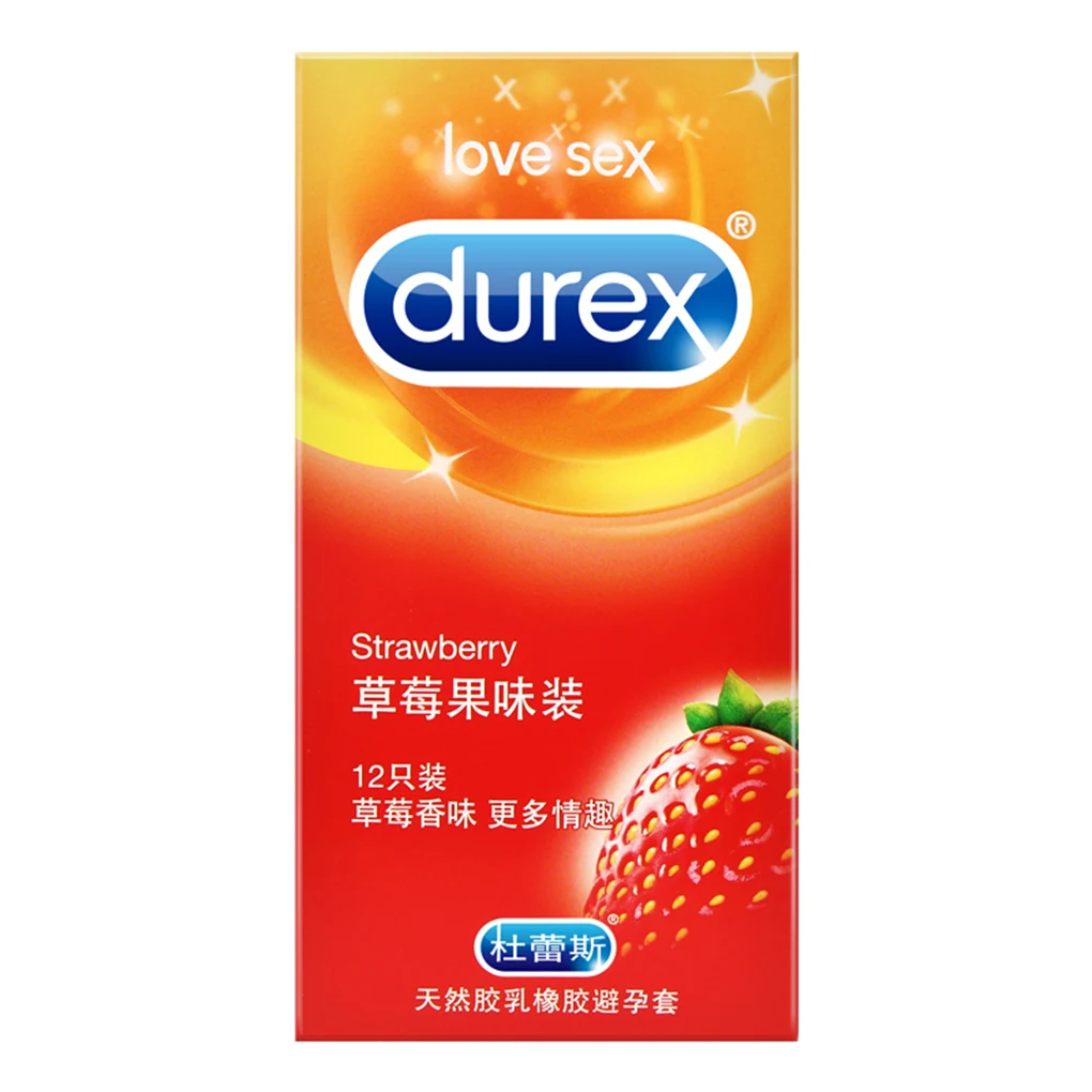 

Durex Large Size 56mm Condoms for Men 12 Pcs Extra Lubricated Strawberry Flavored Natural Latex Sex Toys Wholesale