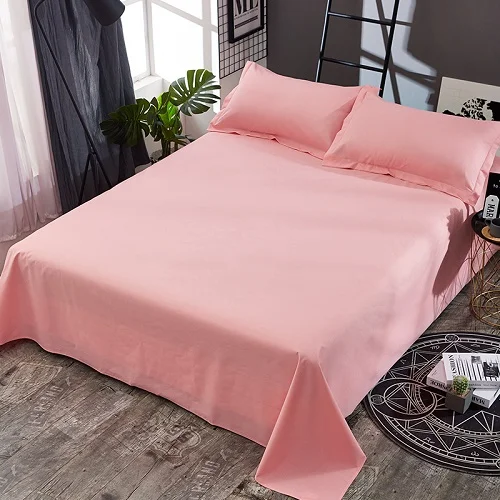 1 Piece Solid Color Waterproof Bed Sheet Queen King Size Flat Sheet