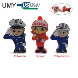 USB флешка мультфильм Полиция Модель накопитель 4ГБ 8ГБ 16ГБ 32ГБ 64ГБ милые пожарные memory stick креативный подарок флешки cle