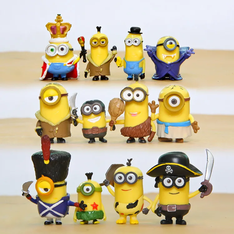 (12pcs/lot) Minion Miniature Figurines Toys Cute Lovely Model Kids Toys