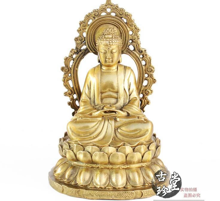 Tibet Buddhism Pure Bronze Copper Sakyamuni Shakyamuni Amitabha Buddha Statue