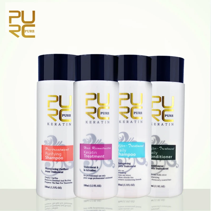 Alisar o Cabelo Tratamento de Queratina Cuidado do Cabelo do Couro Purc Chocolate Danificado Reparo Cabelo Alisamento Tratamento Cabeludo Pcs x 100 ml 4 Pçs - Set 3 Cheap Tratamentos p cabelo e couro cabeludo