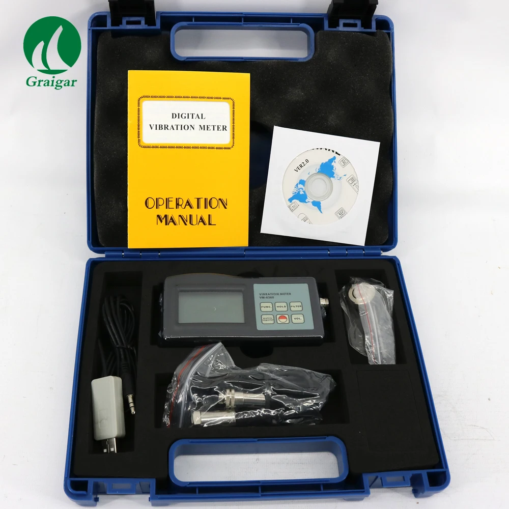 

VM-6360 Digital Vibration Meter Tester Vibrometer with CD Software and RS232 Cable Fast Shipping