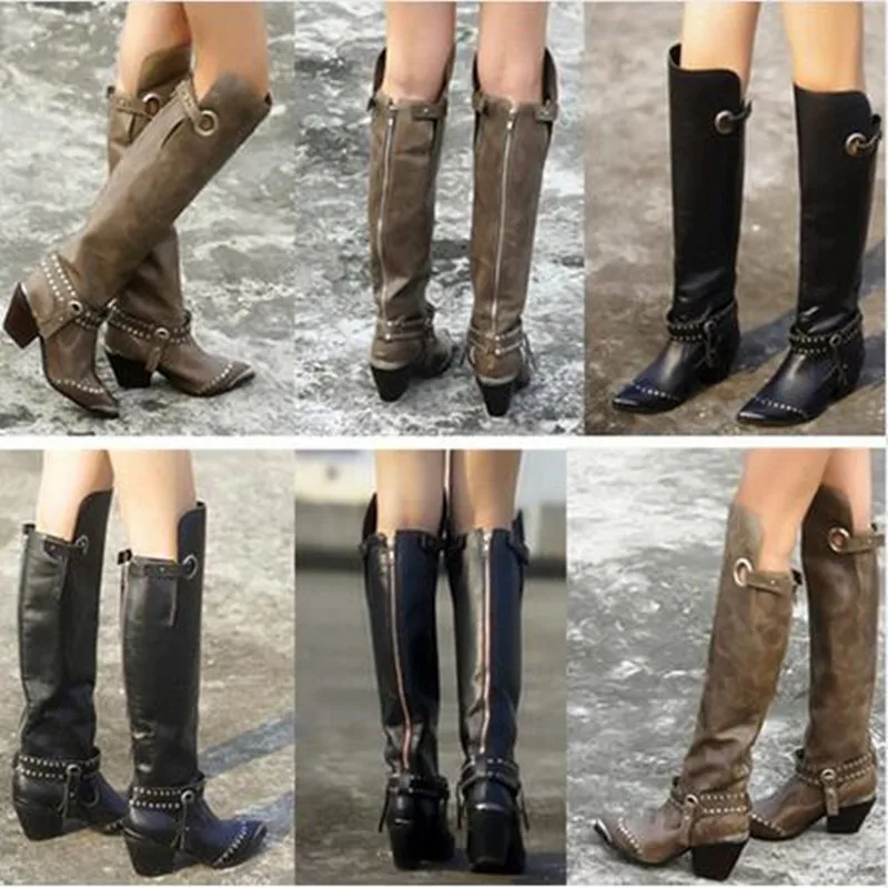 Choudory Top Quality Back Zip Genuine Leather Boots Sexy Point Toe Knee High Boots Motorcycle Boots Cowboy Boots Shoes Woman Choudory Top Quality Back Zip Genuine Leather Boots Sexy Point Toe Knee High Boots Motorcycle Boots Cowboy Boots Shoes Woman