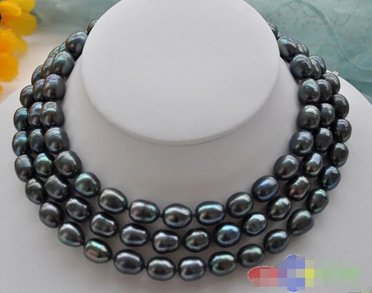 

HOT## Wholesale >>>> 45" 13mm black rice freshwater cultured pearl necklace p3524