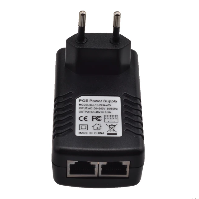 48V POE injector Ethernet CCTV Power Adapter 0.5A 24W,POE pin4/5(+),7/8(-) Compatible with IEEE802.3af for IP camera IP Phones 3