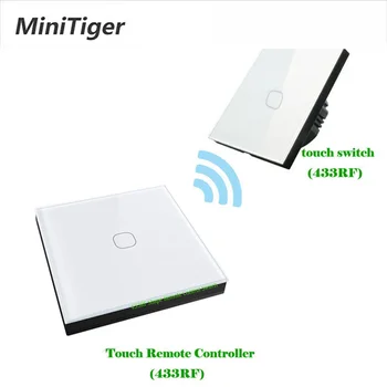 

Minitiger EU Standard 1/2 Gang 2 Way Wireless Remote Wall Light Touch Switch Wireless Stick Remote Touch Switch