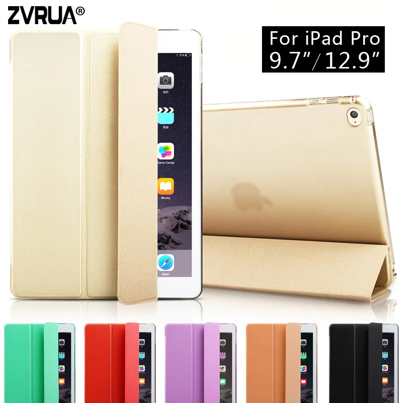 

For iPad Pro 9.7" 12.9" ,ZVRUA YiPPee Color PU Smart Cover Case Magnet wake up sleep For apple iPad Pro 9.7 12.9 inch