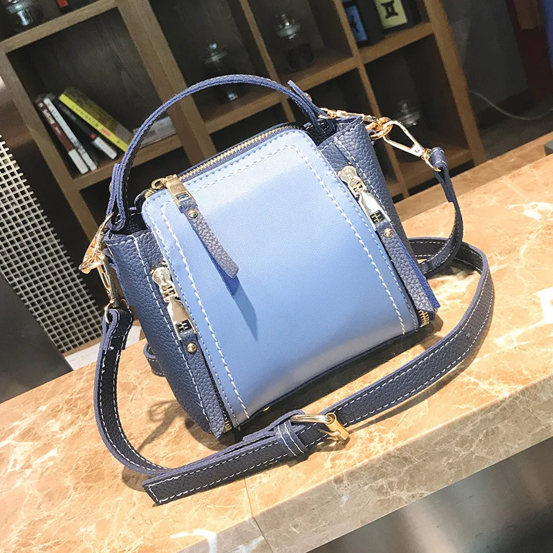 

Hit Color Portable Tide Woman Package Bucket Package Ulzzang Single Shoulder Satchel Small Bag handbag luxury handbags women