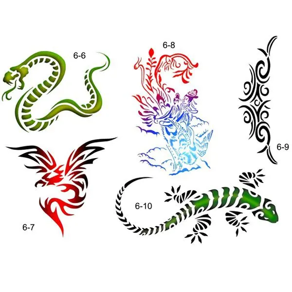 temporary airbrush tattoo stencil template booklet 6 of the animals