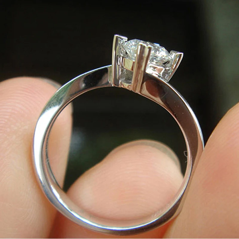 STARYEE 0,5 карата модный фирменный дизайн Forever One Moissanite Помолвочные кольца с бриллиантом для женщин/ее ювелирные изделия 18 К цельное белое золото
