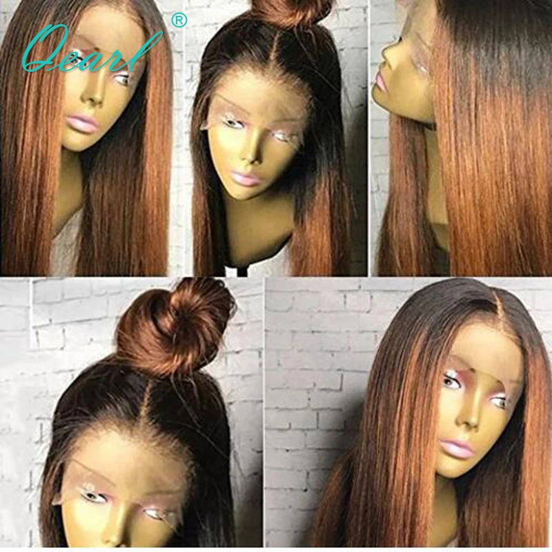 Qearl 1b 30 Ombre Pleine Dentelle Cheveux Humains Perruques Pleine Main Attache Bresilien Reel Remy Droite Perruque Pre Plume Cheveux De Bebe Aliexpress