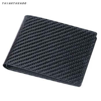 

THINKTHENDO Fashion Men's Bifold RFID Blocking Carbon Fiber Short Wallet Multifunction ID Card Case Holder Coin Money Purse New