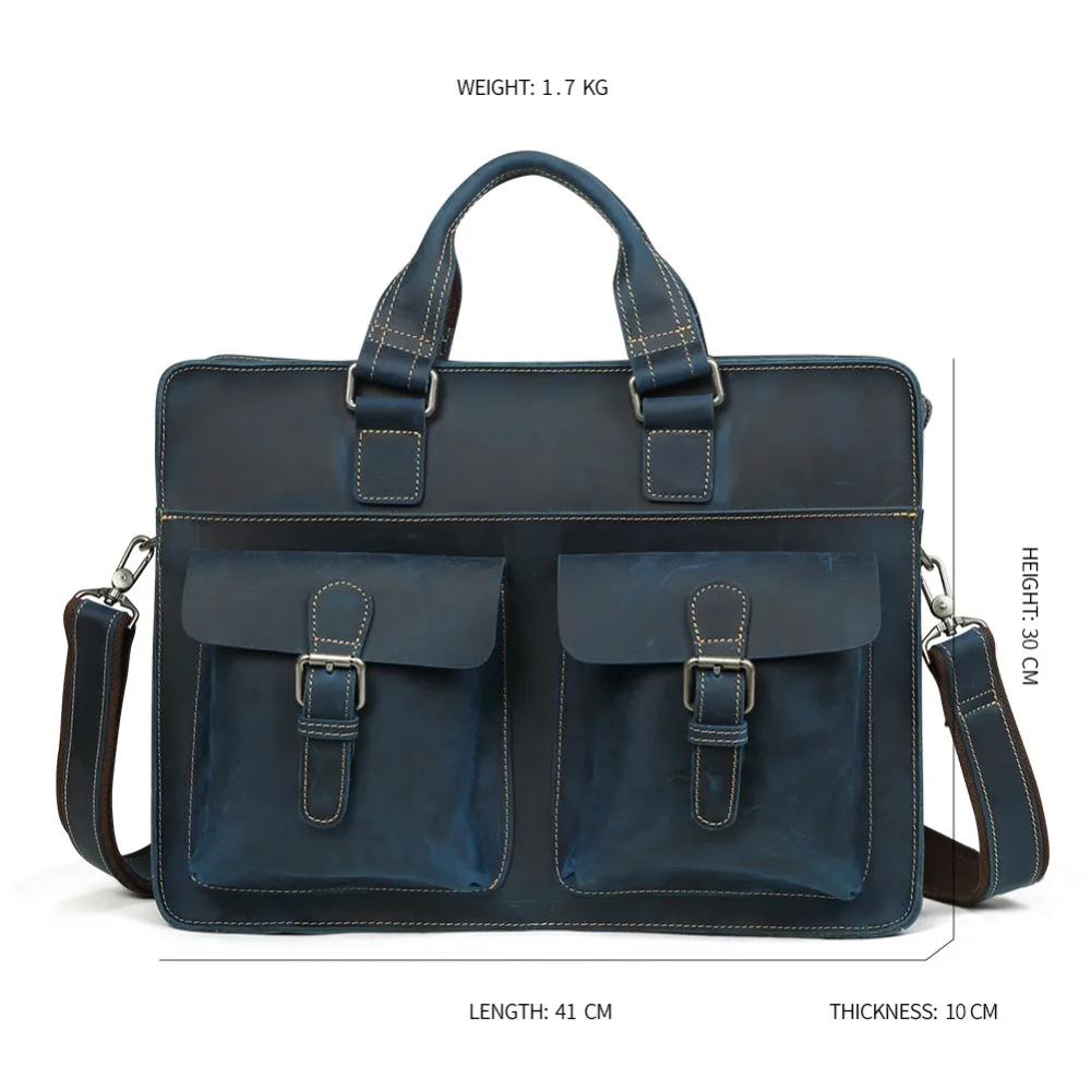 JOYIR 2019 Vintage Men's Cow Genuine Leather Briefcase Crazy Horse Leather Messenger Bag Male Lapto