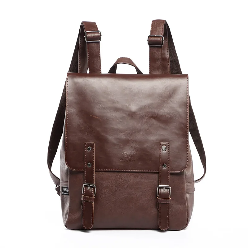 Mochila de cuero de marca de tres cajas para hombres, Mochila escolar, Mochila de moda para ordenador portátil, mochilas de viaje Vintage para Colegio, Mochila masculina