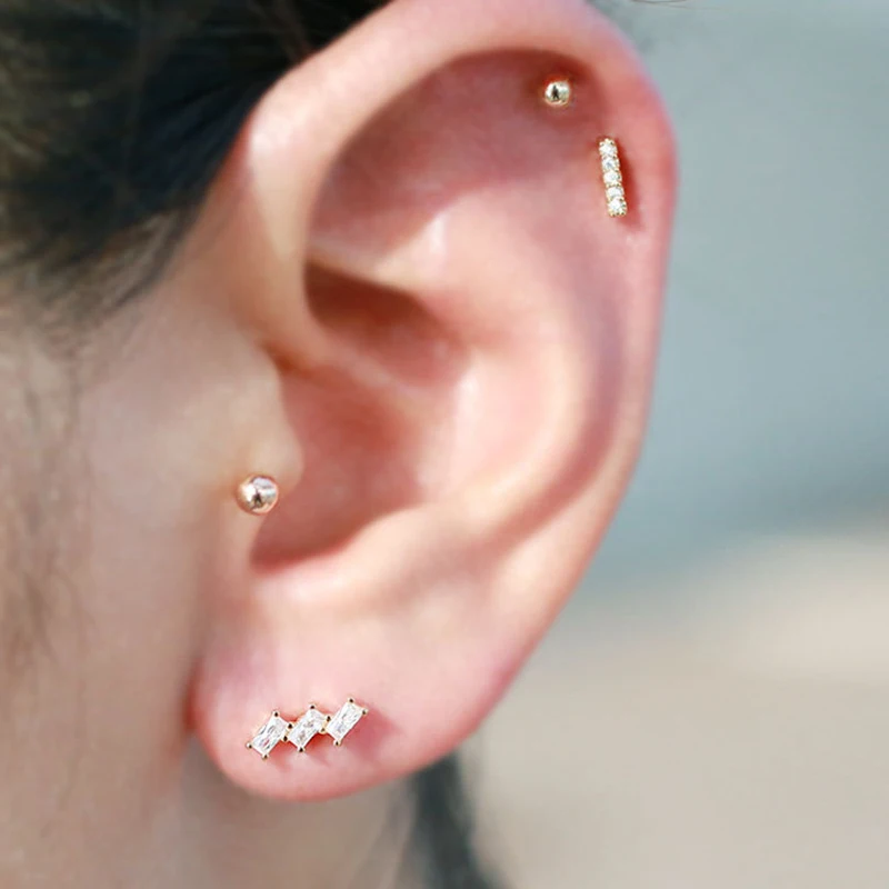 

316L stainless steel CZ Tiny Cartilage earrings arrow earlobe Helix Cartilage earring Tragus Piercing jewelry