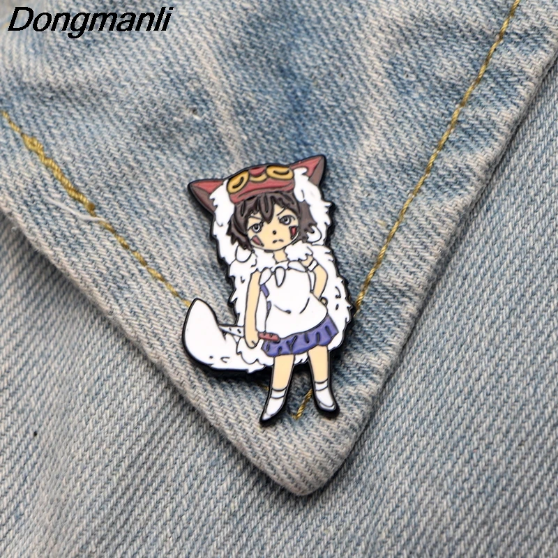 

DMLSKY Princess Mononoke Cute Girl Metal Brooches Pin Cartoon Badges Icon on The Backpack Pins for Clothing Jewelry M2690