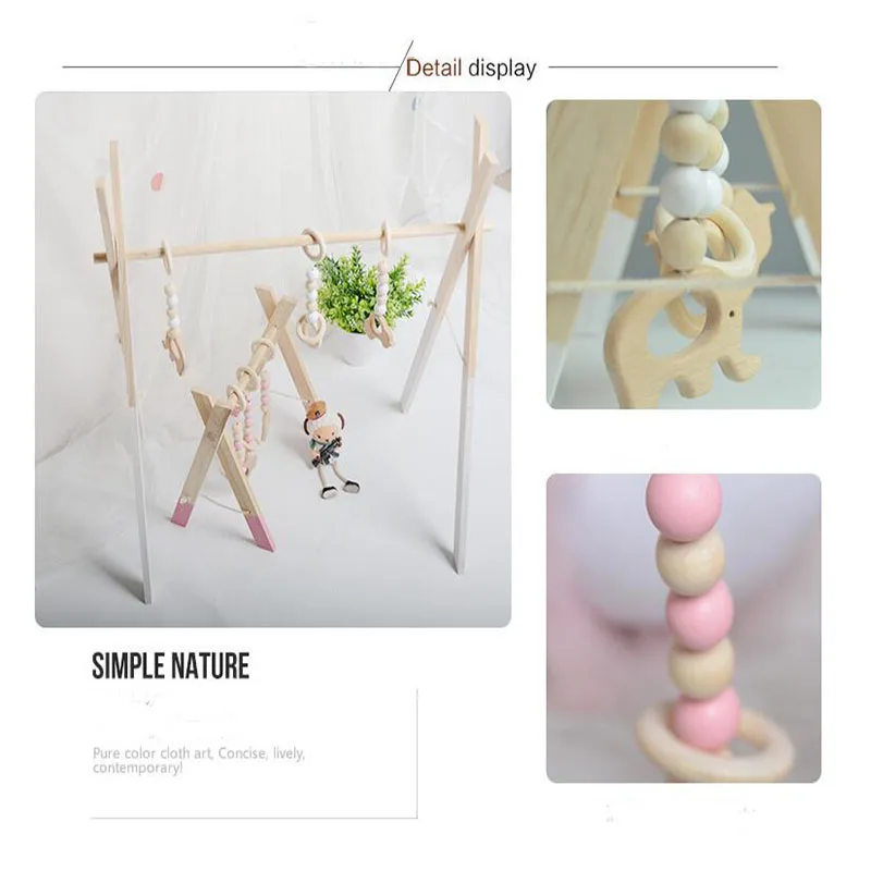 Nordic Baby Play Gym Wood Activity Sensory Develop Wooden Play Game Frame Rack Early Education Toys