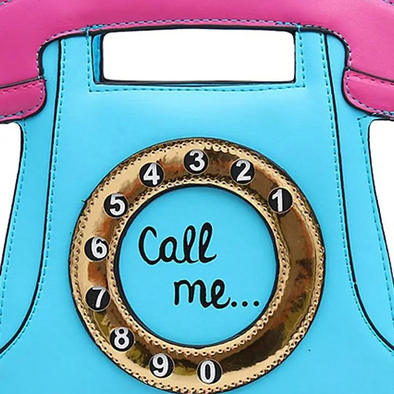 ABDB Telephone Shaped Women Retro Cross Body Bag PU Leather Clutch Purse Chain Bag