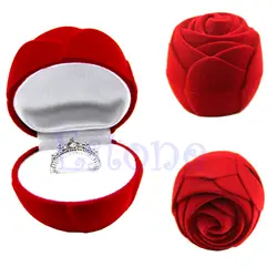 Стекаются красная коробка для украшений розы Романтика свадебное кольцо серьги, ожерелья Jewelry Дисплей подарок коробка упаковка для