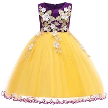 Платье с цветочным рисунком в европейском и американском стиле для девочек, Фланелевое свадебное платье принцессы, пышное детское платье для подиума