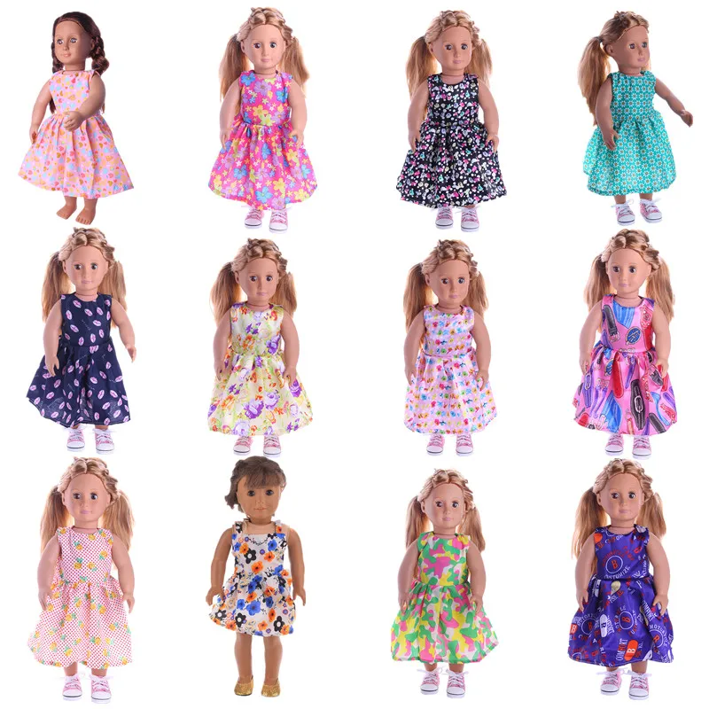 

LUCKDOLL 12 Colors Princess Dress Fit 18 Inch American 43cm Baby Doll Clothes Accessories,Girls Toys,Generation,Birthday Gift