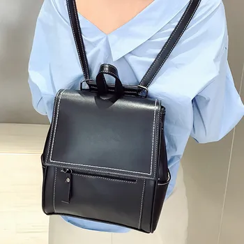 

2019 Casual summer Fashion Women's Outdoor Simple Zipper Contrast Color Backpack Travel Shoulder Purpose Bag