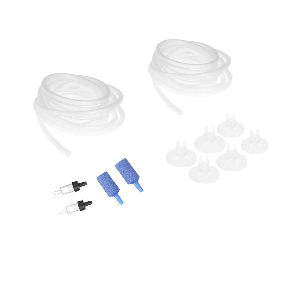 

2pcs 2.5/ 4mm Aquarium Oxygen Pipe Soft Hoses 2pcs Stop Valve 6pcs Suction Cups 2pcs Air Bubble Stone Fish Tank Accessories