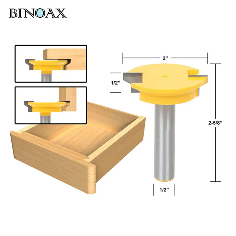 

Binoax 1/2'' Shank Drawer Front Joint Router Bit Reversible Woodworking Chisel Cutter Tools
