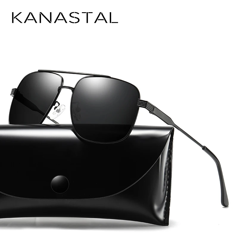 

KANASTAL Mirror Men Sunglasses Square Alloy Frame Glasses Polarized Retro Square Sunglasses For Men Glasses UV400
