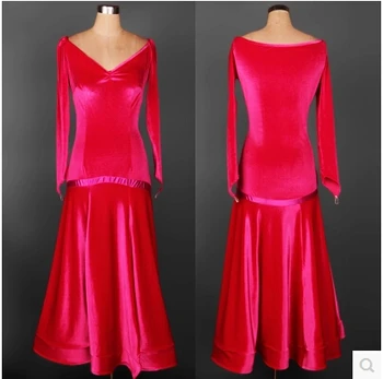 

Ballroom dance costume senior sexy deep V neck Velvet ballroom dance dress for women ballroom dance competition costume dress