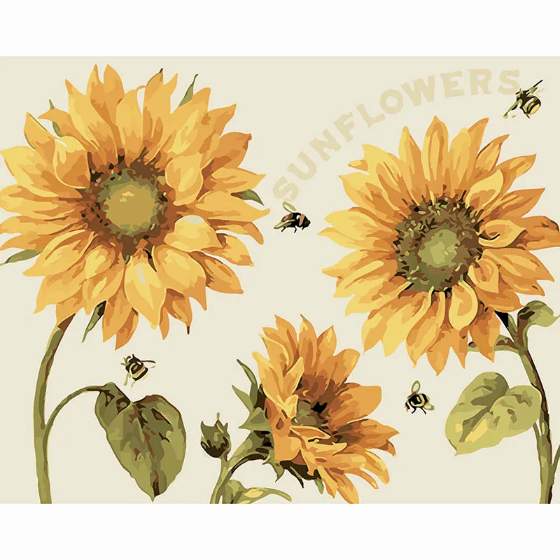 

50X40 Yellow Sunflower Diy Digital Painting By Numbers Acrylic Picture Modern Wall Art Hand Painted Oil Painting For Home A448