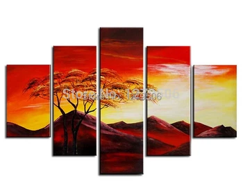 

Handmade Paintings On Canvas Wall Art Abstract Picture Red Sunset Glow Home Decoration For Living Room