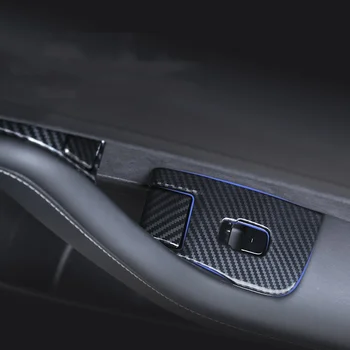 

WELKINRY for TESLA MODEL 3 2018 2019 carbon fiber grain window regulator armrest door window lifter switch button knob trim