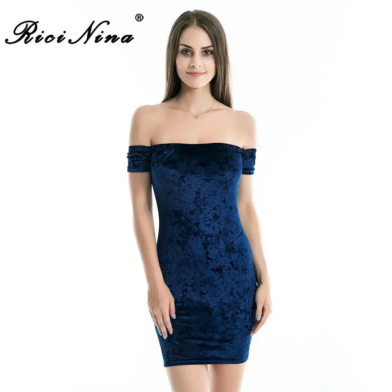 

RICININA Fashion Women Dress Woman Slash Neck Short Sleeve Slim Mini Dress Ladies Sexy Bodycon Party Strapless Dresses Vestidos
