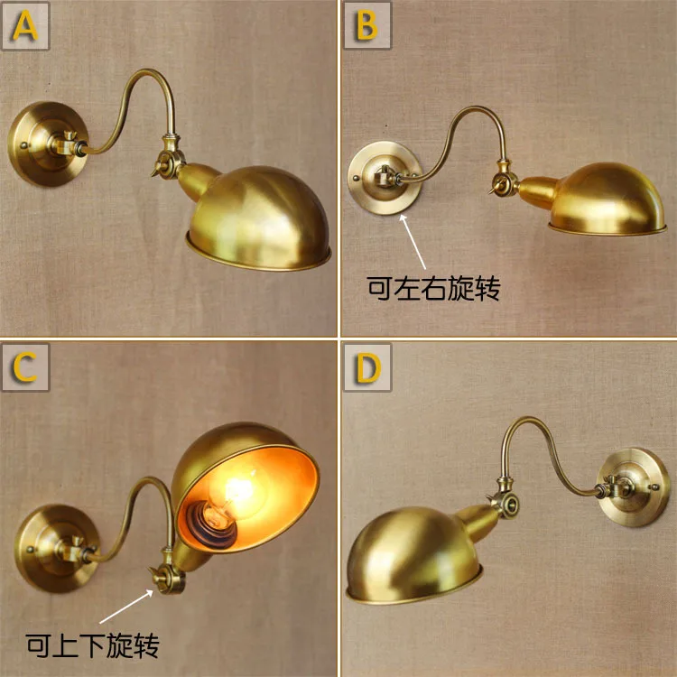 

Loft Style Gold Color Iron Rotatable Wall Lamp Edison Bulb Bar Light Coffee Shop Light Bedroom Light Free Shipping