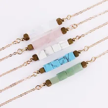 5 цветов, персонализированные, в стиле бохо, минималистичный камень, настоящий натуральный кубический камень, подвеска, ожерелья, камень по месяцу рождения, ювелирные изделия для женщин, подарок