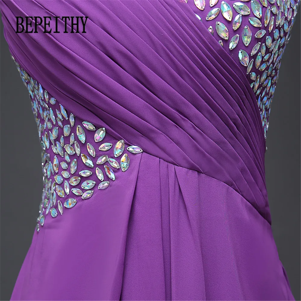 BEPEITHY, настоящая фотография, фиолетовое шифоновое винтажное вечернее платье, вечерние, элегантные, vestido de festa, вечернее платье с кристаллами, Robe De Soiree