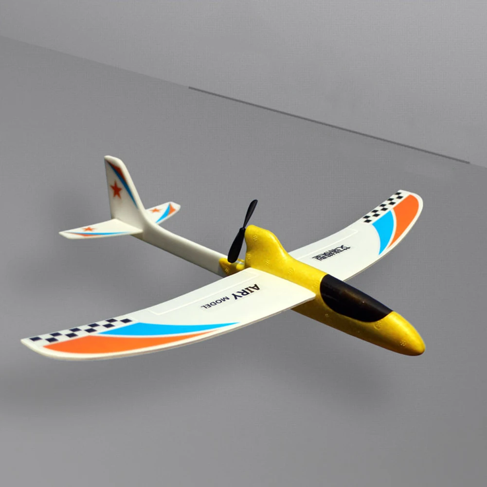 Модель самолета комплект DIY планер игрушка самолеты электрический Rc самолет для детей подарок крыло Летающая Модель Самолеты пена ручной метательный самолет - Цвет: YELLOW