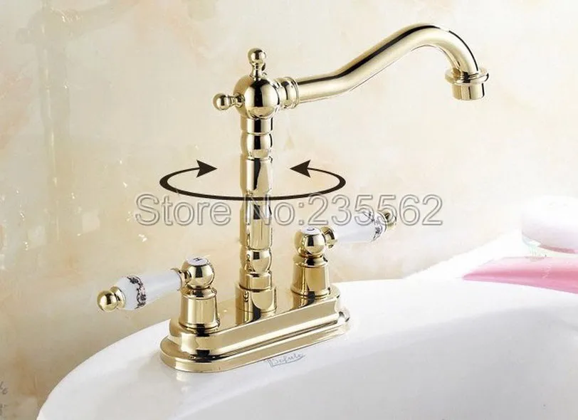  Polished Gold Color Brass Dual Ceramic Handle 4