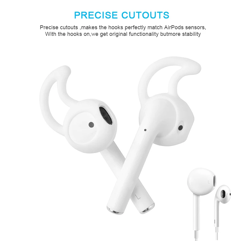 Replacement Soft Silicone Antislip Ear Cover Hook Earbuds Tips Earphone Silicone Case for AirPods Apple 3 Pairs