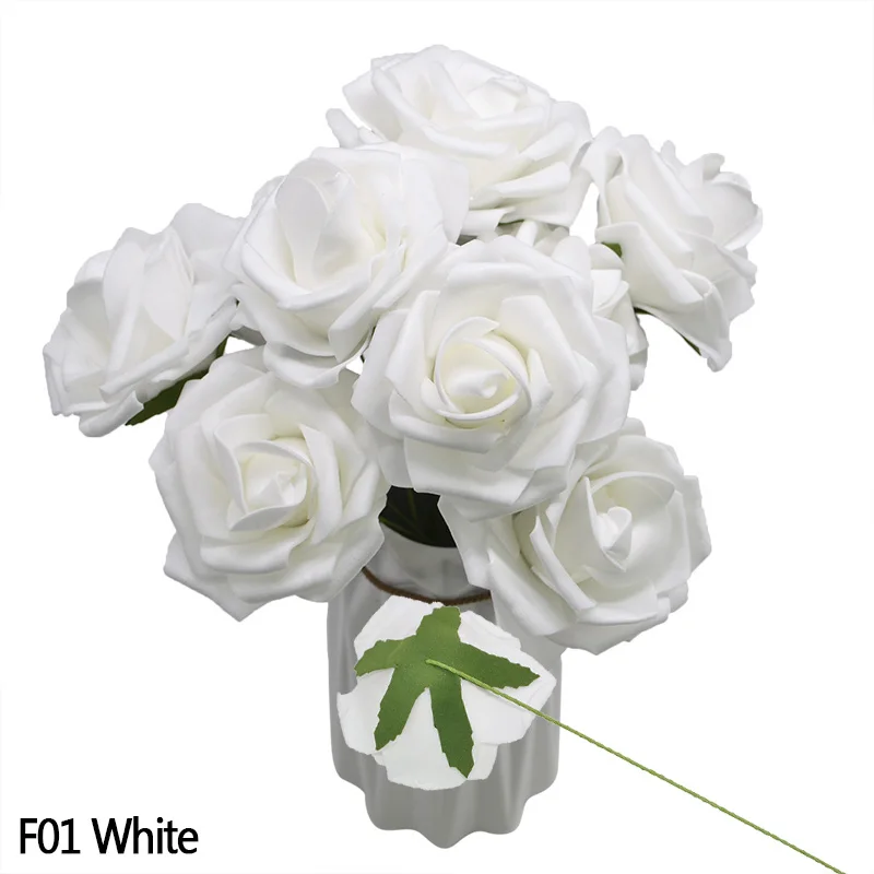 5 шт./лот 8 см Bigs пенополиэтилен искусственные розы бутоны Для свадебное украшение для дома DIY Декоративные искусственные цветы венок белый - Цвет: White