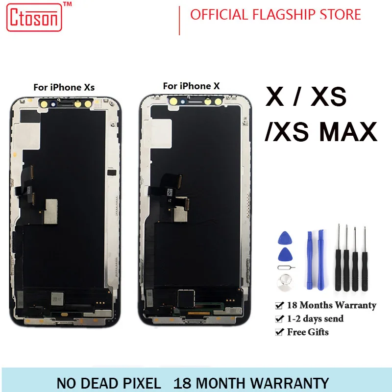 

Ctoson Screen AMOLED For Iphone XS X Display LCD Liquid Screen Iphone XS MAX Replcement Assembly Parts Easy to install