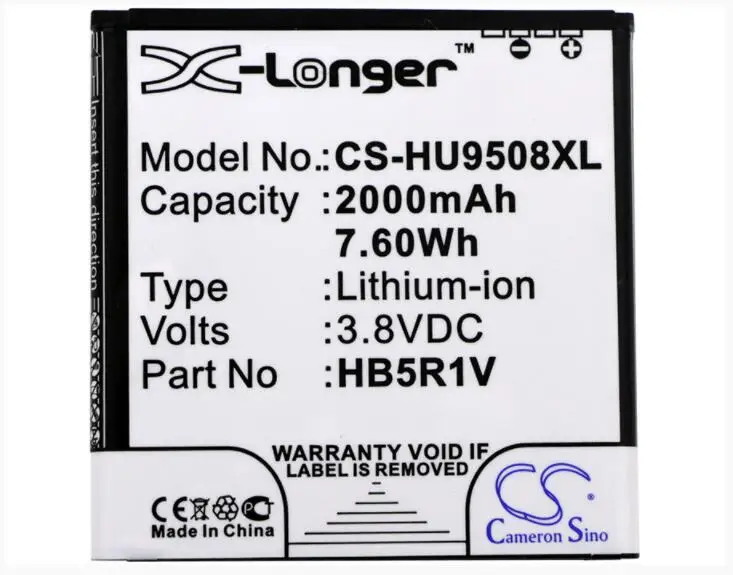 Cameron Sino 2000mAh battery for HUAWEI HN3-U01 Honor 2 3 II Quad U9508 HB5R1V Mobile SmartPhone Battery | Мобильные телефоны и