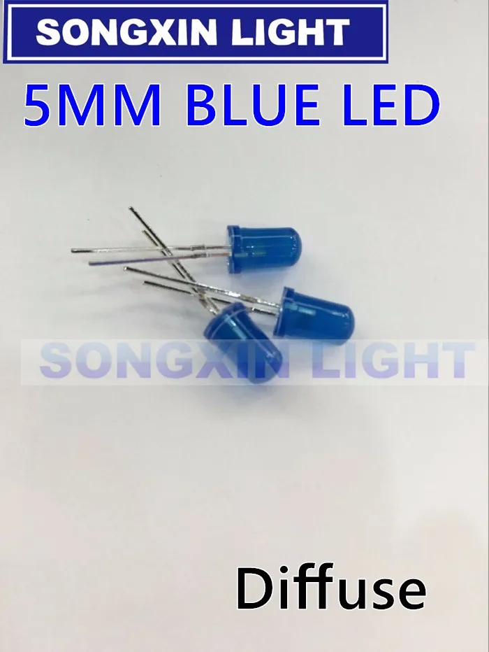1000 шт./лот 5 мм синий светодиод диодный круг рассеянный синий цвет светильник F5 подсветка DIP Новинка торговля электронный