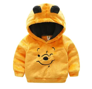 

Winter Kids Fluffy Cartoon 3D bear brand sweatshirts Plus velvet Thick cotton Fashion coat Boy girl Warm Cashmere toddle clothes