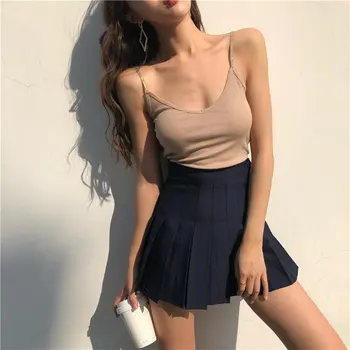 

Alien Kitty Solid Pleated Empire Vintage 2020 Summer Female Stylish Buttons Loose A-Line Casual Plus Size Mini Skirt 4 Colors