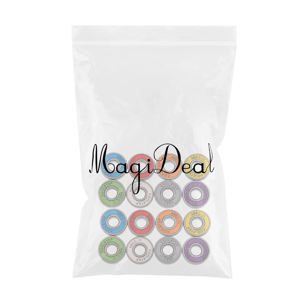 16Pcs 22mm ABEC 11 High Speed Wearproof Longboard Skateboard Scooter Inline Bearings Replacement Mixed Color Set 