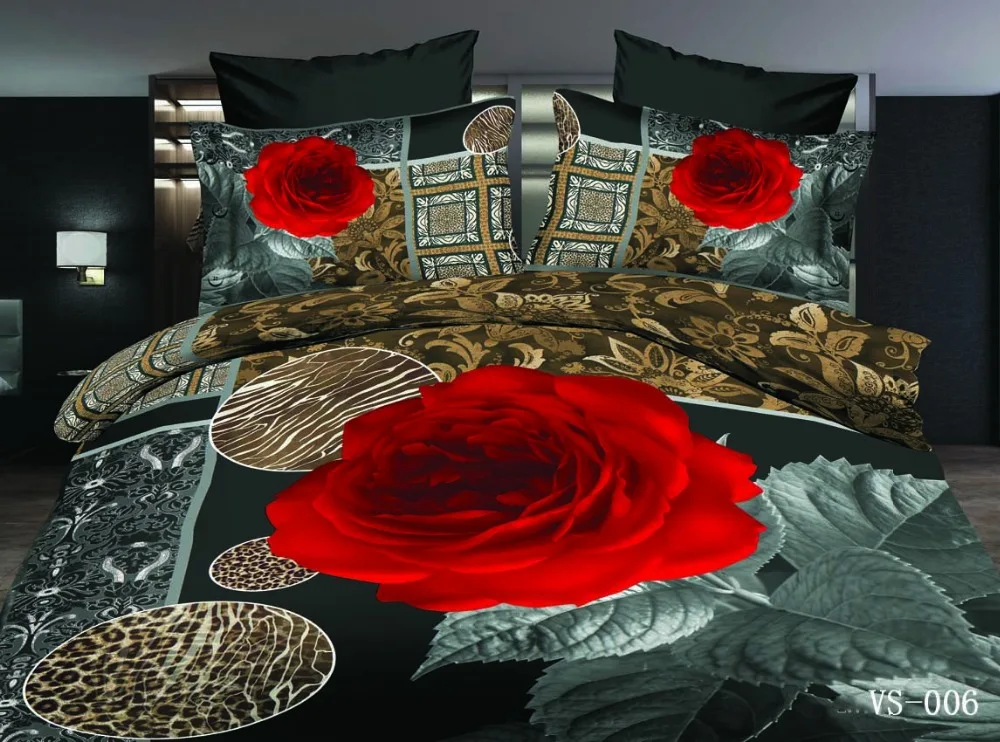 

Sexy Red Rose 3D Duvet Cover Sets 3pc Polyester Cotton Mixed Fabric Twin Full Queen Double King Cal King Size Bed Bedding Adult